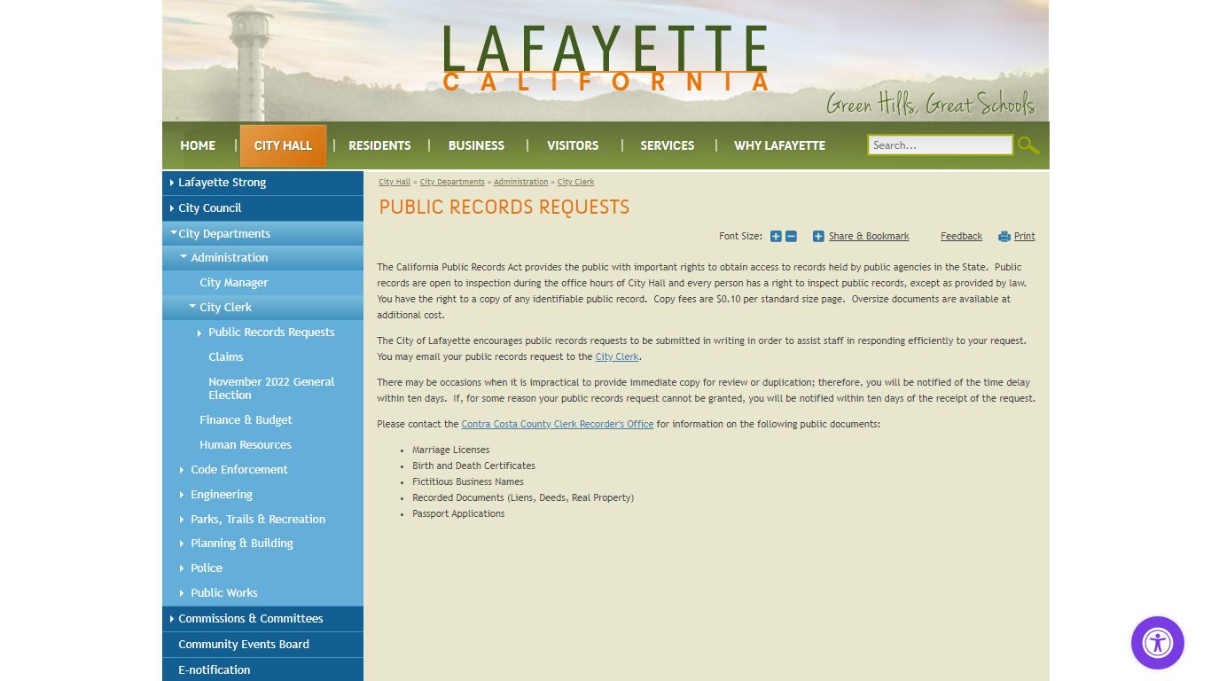 Public Records Requests | City of Lafayette, CA