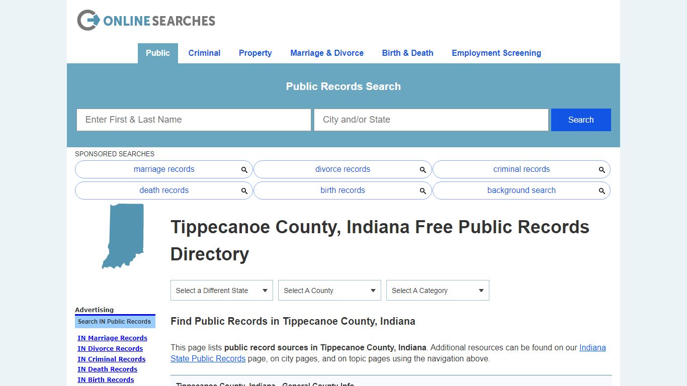 Tippecanoe County, Indiana Public Records Directory